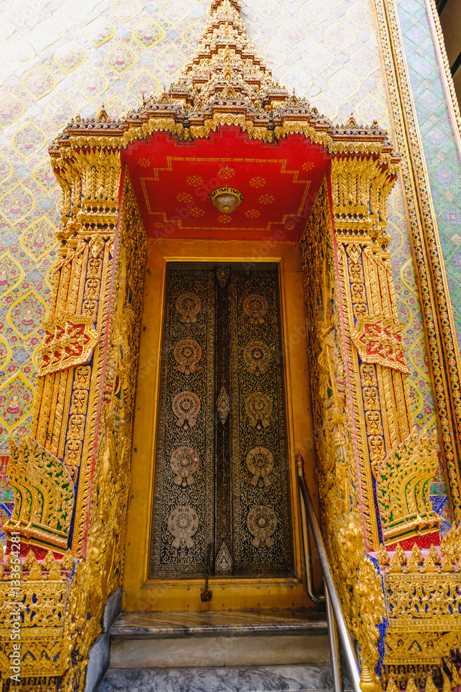 Traditional and architecture Thai style temple at Wat Ratchabophit Temple in Bangkok, Thailand