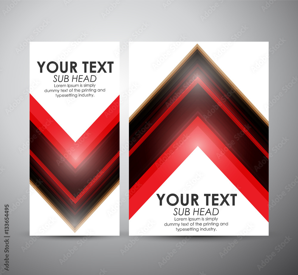 Abstract vector modern brochure design template with red geometric hi-tech background.