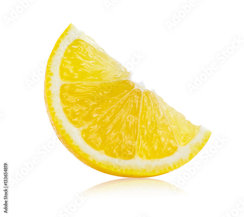 Fresh lemon slices isolated on white background