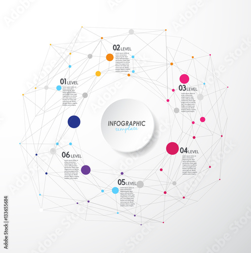 Infographic overview template with colorful circles and dots - l