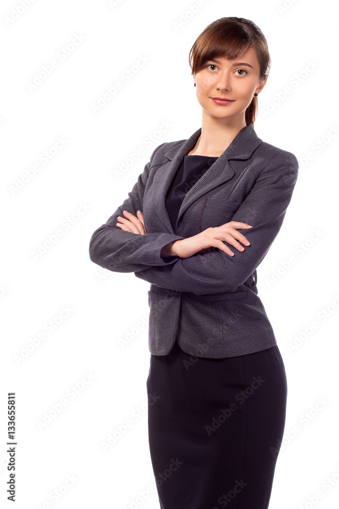 Young pretty businesswoman with arm folded isolated Young pretty businesswoman with arm folded isolated