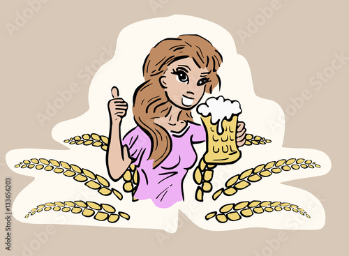 Vrouw met glas schuimend bier photo