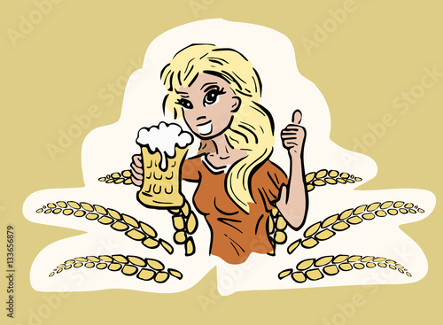 Vrouw met verkoelend bier in grote bierpul