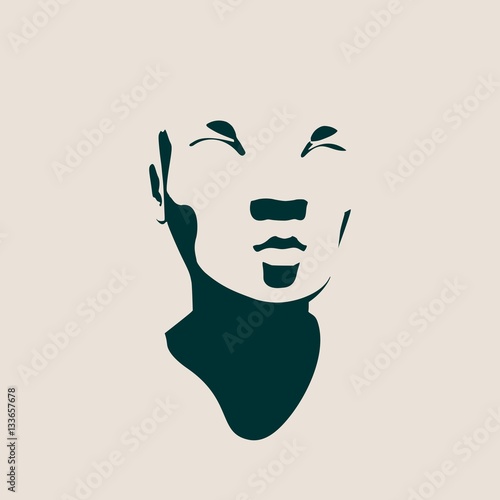 Human head silhouette. Face front view. Elegant silhouette of part of human face. Vector Illustration of an asian woman