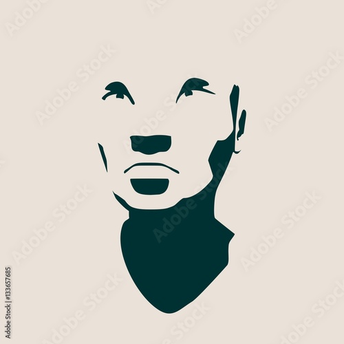 Human head silhouette. Face front view. Elegant silhouette of part of human face. Vector Illustration of an asian woman