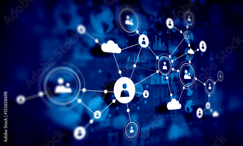 Social network background . Mixed media