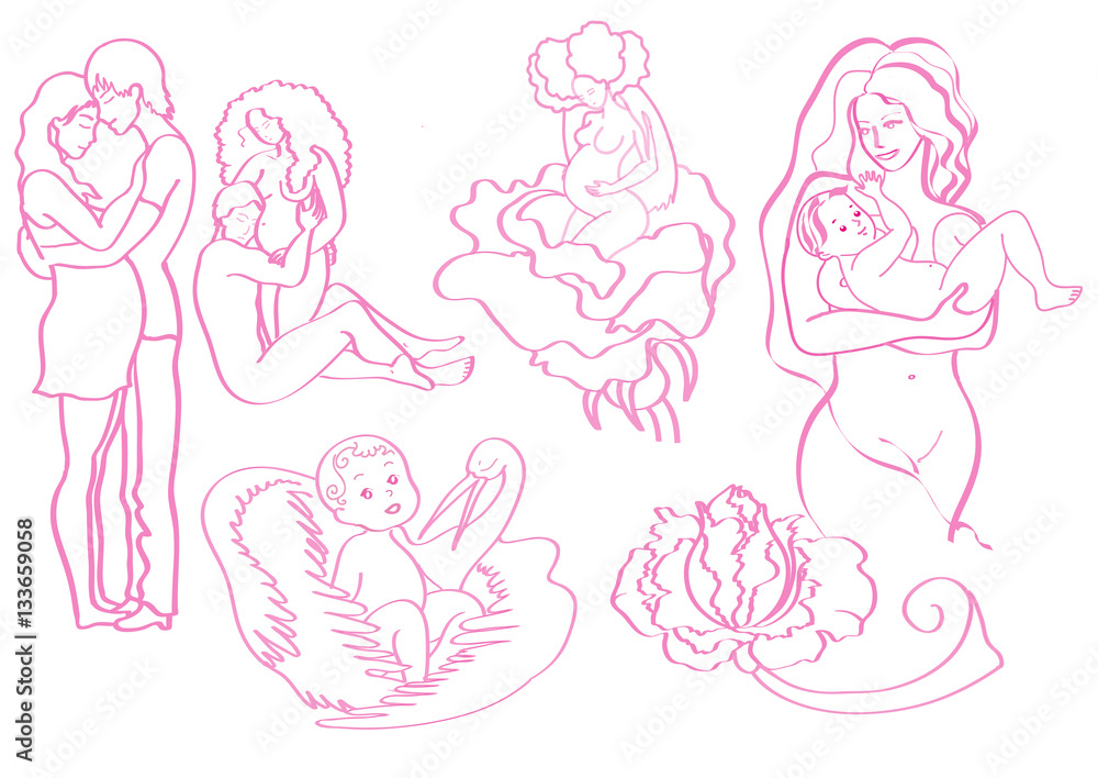 graphic design family, love, pregnancy, maternity, children