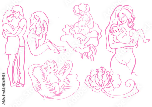 graphic design family, love, pregnancy, maternity, children