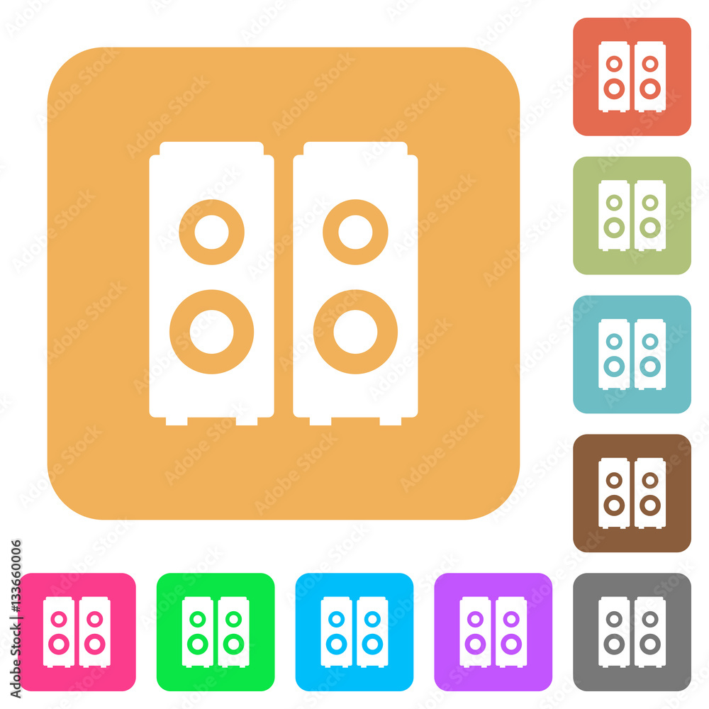 Speakers rounded square flat icons Speakers rounded square flat icons