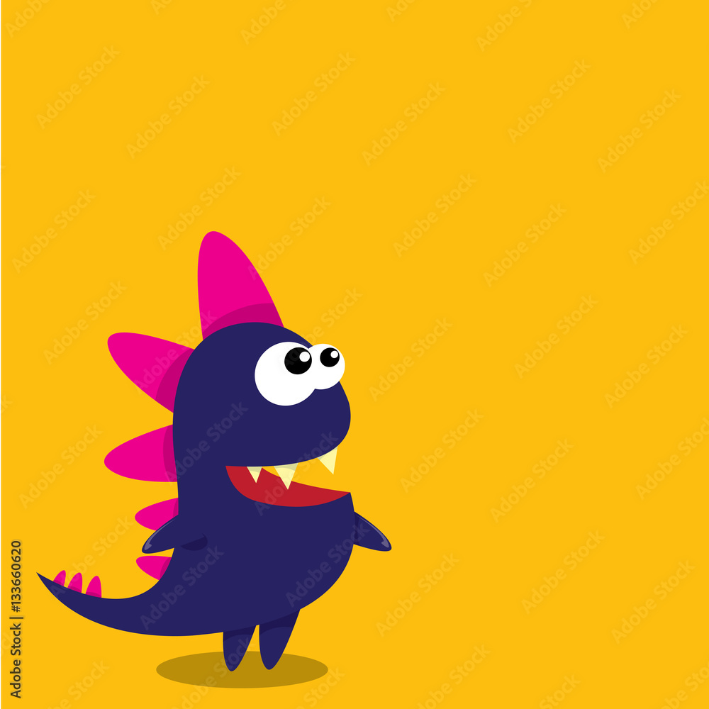 Obraz premium Vector cartoon funny dragon. Cartoon Dinosaur.