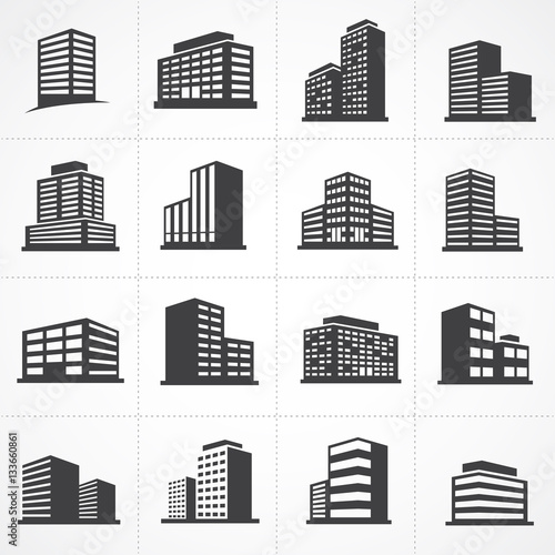 Vector town and building icon set