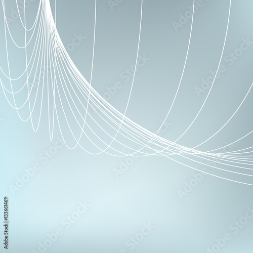 Abstract geometric background. Curves diverging fine lines in perspective