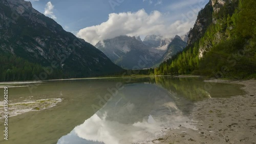 time lapse at duerrensee and mount cristallo dolomites zoom 4k 11707
 photo