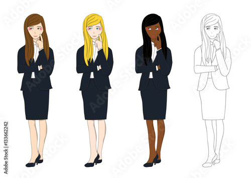 Set Cute Business Woman Thi...