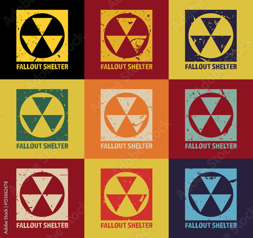 Fallout Shelter. Vintage Nuclear Symbol. Radioactive Zone Sign. Vector Illustration