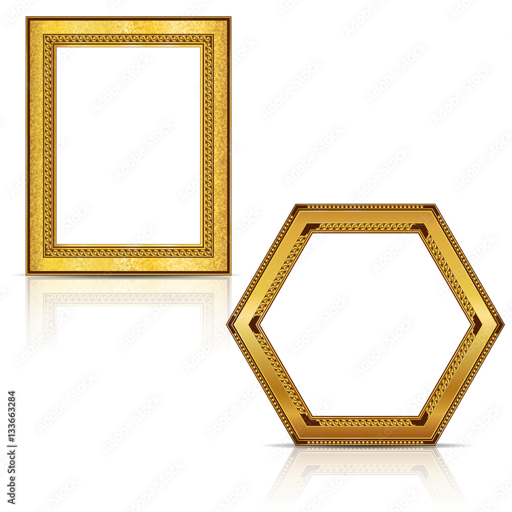 frames gold color with shadow frames gold color with shadow