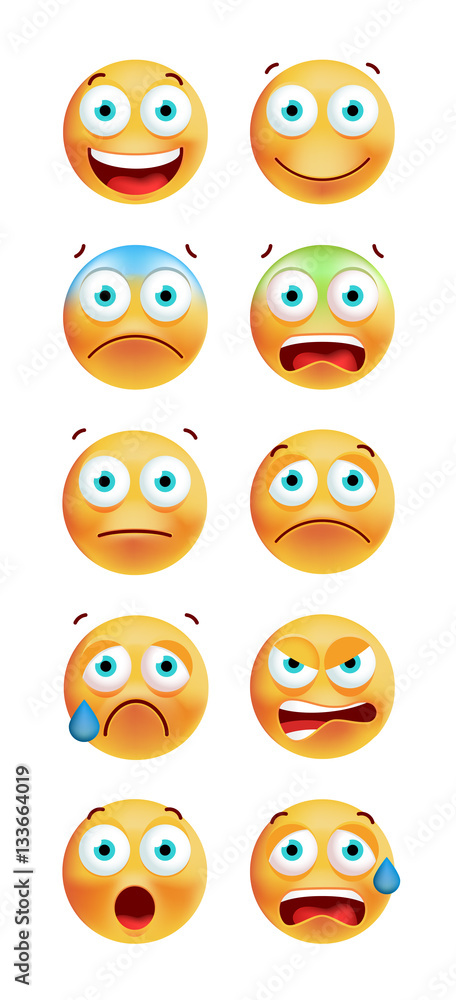 Set of Cute Emoticons on White Background. Isolated Vector Illustration Set of Cute Emoticons on White Background. Isolated Vector Illustration