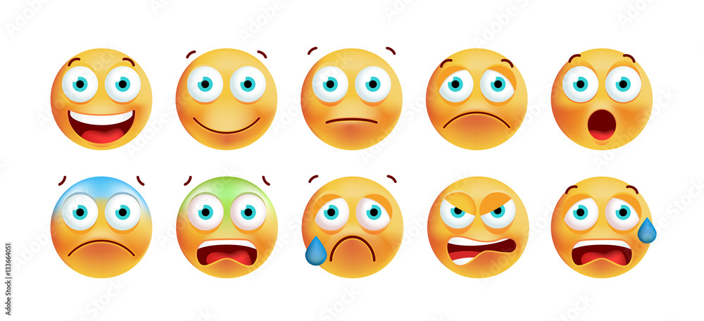 Set of Cute Emoticons on White Background. Isolated Vector Illustration Set of Cute Emoticons on White Background. Isolated Vector Illustration