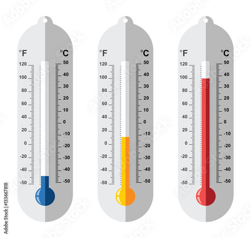 vector set of flat thermometer icons