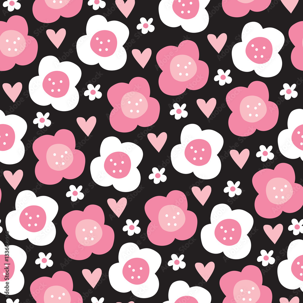 Fototapeta premium seamless flower and butterfly pattern vector illustration