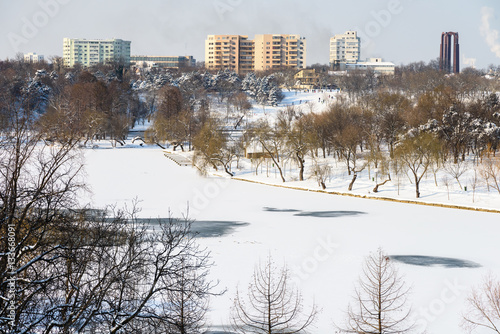 Bucharest City Skyline In Winter