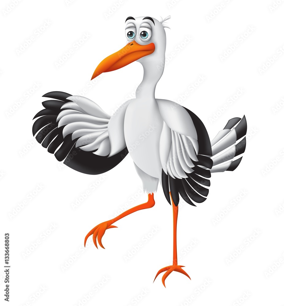 Stork, funny cartoon character. Vector illustration Stork, funny cartoon character. Vector illustration