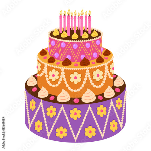 sweet cake in flat style
