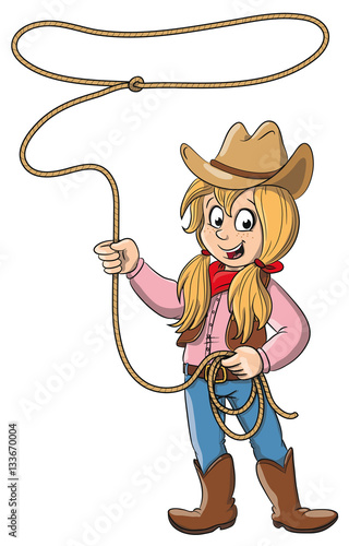Vektor Illustration eines kleinen Cowgirls
