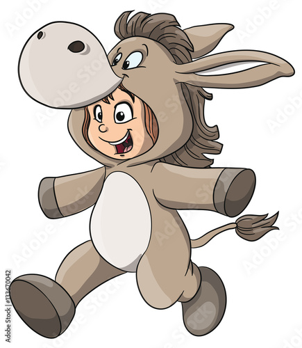 Vektor Illustration eines Mädchens im Eselkostüm