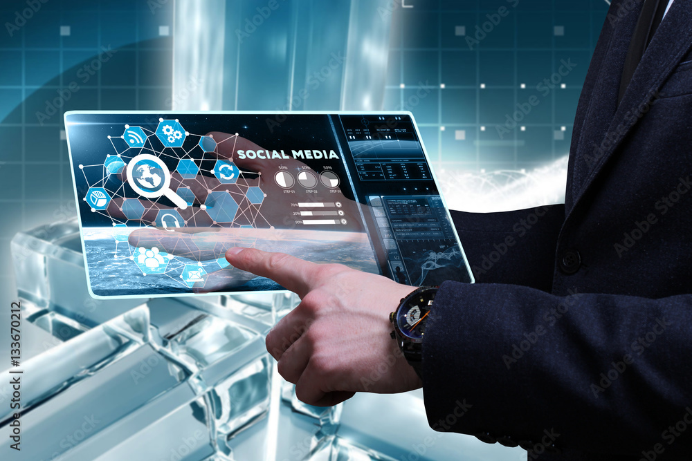 Fototapeta premium Business, Technology, Internet and network concept. Young busine