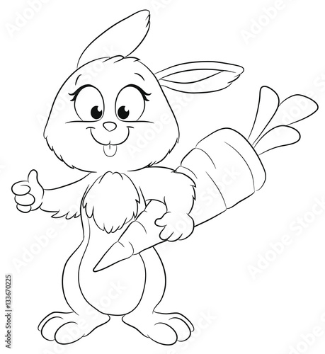 Vektor Illustration eines niedlichen Häschens mit einer großen Karotte