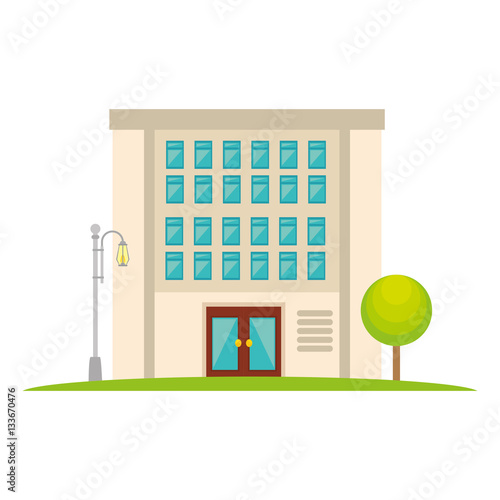 exterior cute building icon vector illustration design