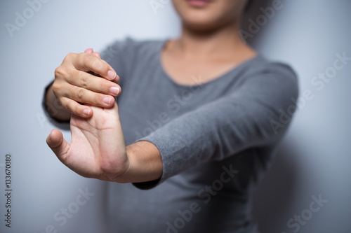 Woman has hand pain