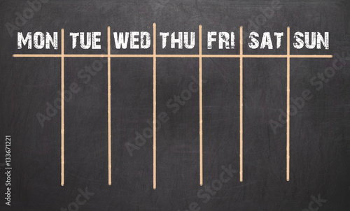 Weekly Calendar on chalkboard background