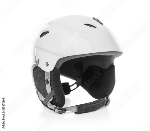 Skier protective helmet.