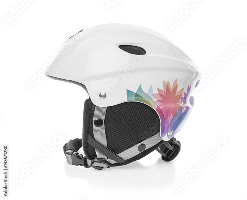 Skier protective helmet.