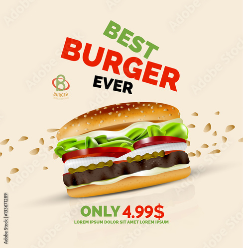 Vector premium burger ad template