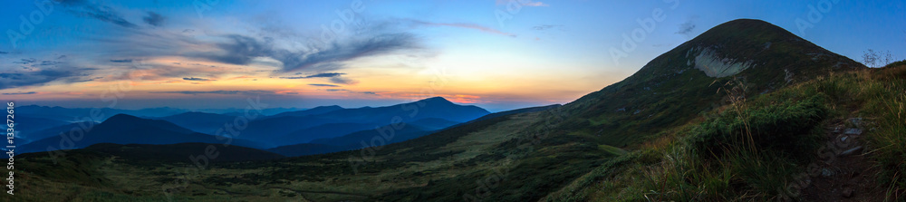 Panorama Carpathian mountains Goverla