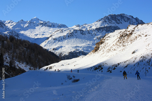 Randonnée à ski dans la vallée de Val-d'Isère en Savoie, France