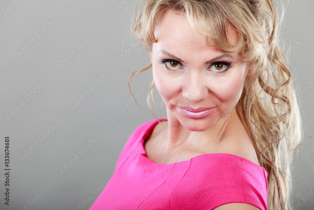 Attractive blonde mature woman portrait