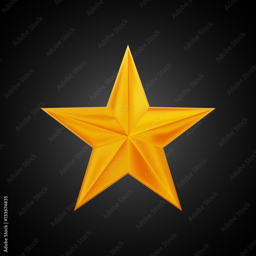 Golden star logo for your design, hand drawing vector illustration on dark background Golden star logo for your design, hand drawing vector illustration on dark background