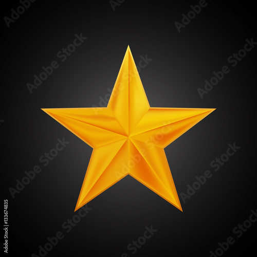 Golden star logo for your design, hand drawing vector illustration on dark background