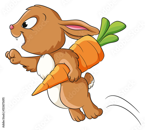 Vektor Illustration eines niedlichen Häschens mit Karotte
