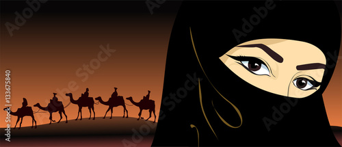 Arabian woman in a desert.