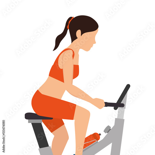 spinning bike fitness silhouette vector illustration design