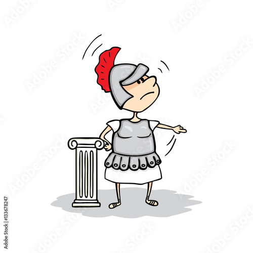 Angry Roman  commander. Vector illustration in hand drawn style.