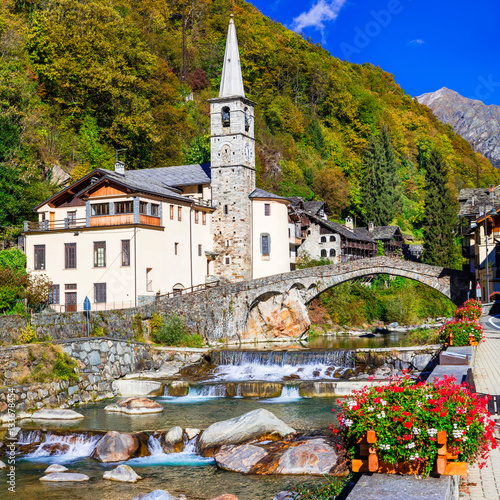 Pictorial Alpine village Lillianes in Valle d'Aosta, North Italy