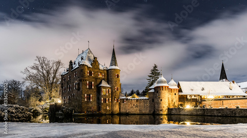 Burg Satzvey covered in snow