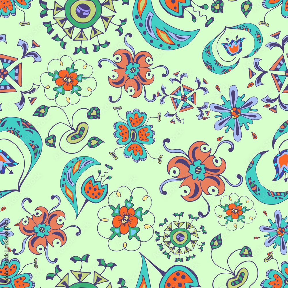 Fantasy colorfull flowers seamless pattern2