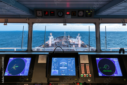 Control panel of a crude oil tanker.